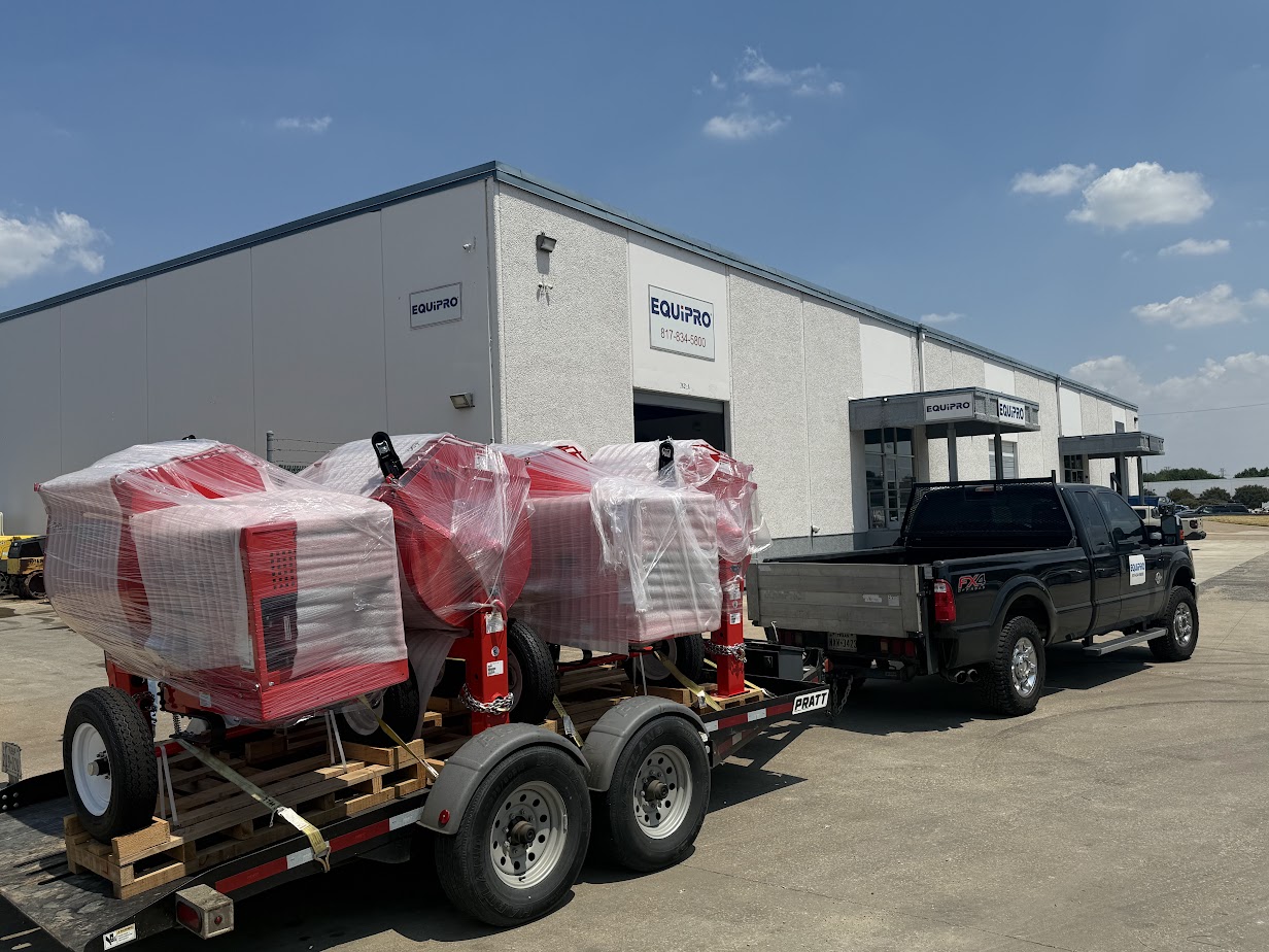 delivering new construction equipment to customer around dallas fort worth