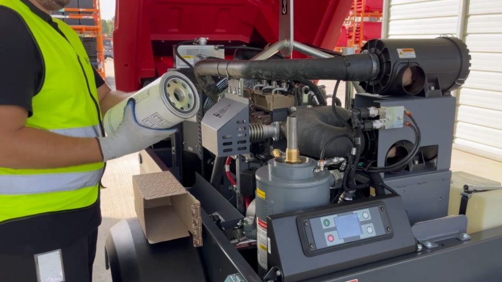 changing chicago pneumatic CPS 185 oil filter