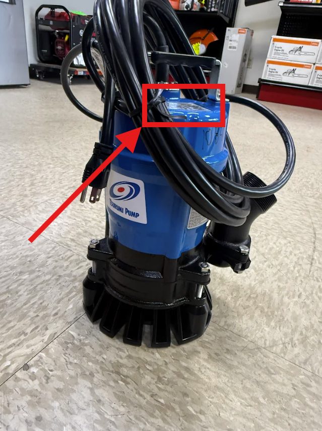 the location of identification plate of submersible tsurumi pump HS series